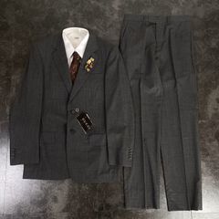 【GUCCI】グッチ イタリア製 新品未使用タグ付き 5点セット セレモニー シングルスーツ セットアップ 上下 グレー系 成人式 卒業式 結婚式（ユーロピンズ＆シャツ＆グッチネクタイ おまけ）No.61