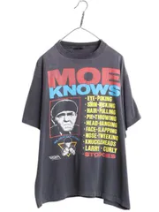 【お得なクーポン配布中!】 90s USA製 ★ 三ばか大将 ナイキ パロディ イラスト プリント Tシャツ メンズ XL / 古着 オールド 当時物 ムービー キャラクター フォト 黒