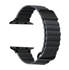 数量限定【Apple Watch バンド】 マグネット式 PUレザー スペースグレー 高級感 スタイリッシュ フェイクレザー 着脱簡単 メンズライク 上品デザイン ビジネスシーン対応 アップルウォッチ バンド フェイクレザー 替えベルトスタイリッシュ