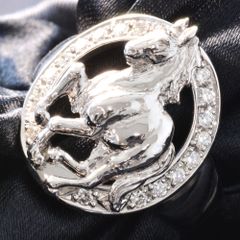 指輪 メンズリング プラチナ ダイヤモンド 馬 ホースモチーフ 幅広 Koo-fu Pt950 ジェンダーレス 日本製 刻印入り 鑑別書付き シンプル 30代 40代 50代