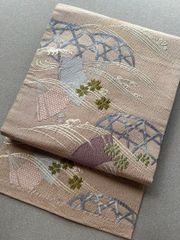 ZF-1359 名古屋帯 傘 金駒 刺繍 箔 正絹 太鼓柄 九寸 高級 珍品 - メルカリ