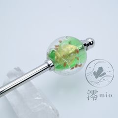 かんざし とんぼ玉 黄緑 緑 若草色 イエローグリーン グリーン ヘアアクセサリー ガラス玉 まとめ髪 ギフト プレゼント 透明 クリア 和装 着物 浴衣 和風 伝統工芸 実用 普段使い 上品 大人 キラキラ ハンドメイド