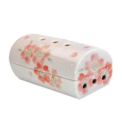 【モダン仏具】【香炉単品】横置き筒型香炉『香彩器(こうさいき)』さくら　美濃焼 カーボンフェルト付　※ミニ寸7cm線香に対応 それより長い線香は折って使用 0