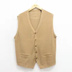 L/古着 ニット ベスト メンズ コットン 薄茶 ブラウン 25oct25 中古 トップス
