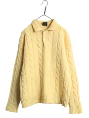 【お得なクーポン配布中!】 70s 80s ★ Abercrombie&Fitch ウール ニット セーター メンズ XL 古着 ヴィンテージ 黒タグ ケーブル 襟付き ポロシャツ フィッシャーマン