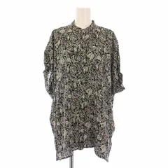 ジャーナルスタンダードレサージュ journal standard L'essage 25SS DEVEAUX GOLDラメモノトーンシャツ ブラウス 半袖 バンドカラー 総柄 F 黒 ブラック 白 ホワイト 25050370061010 タグ付き /BB