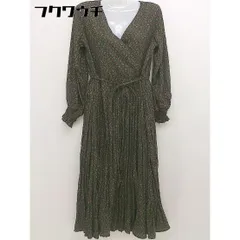 ◇ ◎ earth music&ecology ウエストリボン付 小花柄 長袖 ロング ワンピース サイズF グリーン系 レディース  【中古】 【1112070008714】
