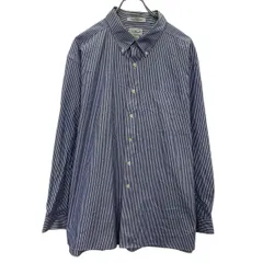 L.L.Bean 長袖 ストライプシャツ 18 XL～ ブルー ホワイト エルエルビーン ボタンダウン ビッグサイズ 古着卸 アメリカ仕入 a704-5111