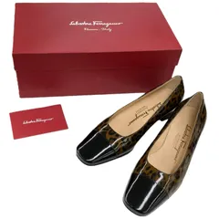 186005 Salvatore Ferragamo サルヴァトーレフェラガモ エナメルパンプス レオパード柄 DR46198  23cm