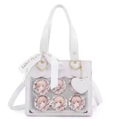 新品 未使用 ショルダーバッグ 痛バッグ 白 ホワイト クロコ柄 型押し 高級感 透明窓付き 2way 万能 ミニトート 推し活用 人気 PUレザー 可愛い