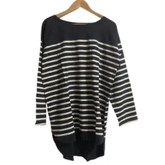 未使用 Le minor ルミノア ボーダー 長袖 Tシャツ バスクシャツ Fサイズ ブラック ホワイト レディース 古着 中古 USED