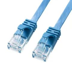 新品 サンワサプライ CAT6A フラットLANケーブル (5m) 10Gbps/500MHz RJ45 ツメ折れ防止 ブルー KB-FL6A-05BL