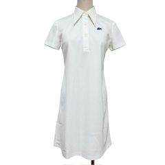 中古 シュミーズラコステ CHEMISE LACOSTE ポロシャツ ワンピース クリーニング済み 白 70s レトロ レディース Lサイズ 相当