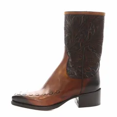 ディースクエアード DSQUARED2 ウエスタンブーツ チャンキーヒール レザー 40 茶 ブラウン /AN10