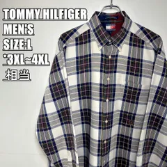 【US古着･90s】TOMMY HILFIGER　トミーヒルフィガーボタンダウンチェックシャツ　メンズ　サイズ表記L　3XL~4XL相当　マルチカラー
