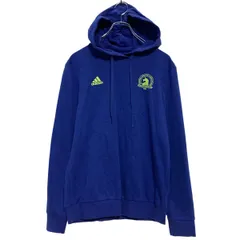 adidas プリントスウェット パーカー S ブルー アディダス スポーツ プルオーバー ロゴ BOSTON 古着卸 アメリカ仕入 a701-6098