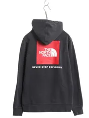 【お得なクーポン配布中!】 ノースフェイス 両面 プリント スウェット フード パーカー メンズ S 古着 The North Face プルオーバー 裏起毛 トレーナー アウトドア 黒