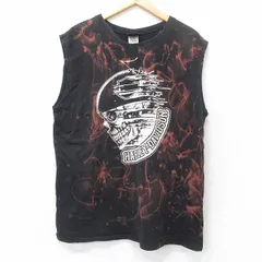 XL/古着 ハーレーダビッドソン ノースリーブ Tシャツ メンズ ビッグロゴ スカル 大きいサイズ コットン クルーネック 黒 ブラック ブリーチ