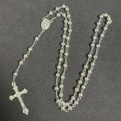 N035-a 十字架 クロス ロザリオ ロング ネックレス ビーズ マリア