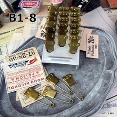 539・R-1764　ヴィンテージランドリーピン　刻印B1~8　刻印　１点　真鍮　ピン　ナンバー　番号　ランドリーピン　ヴィンテージ　アメリカ　エンボス　刻印　USアーミー　直輸入　USA軍　真鍮　安全ピン　ミリタリー
