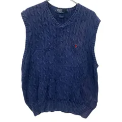 Polo Ralph Lauren コットンニット セーター ベスト L ネイビー ポロラルフローレン 古着卸 アメリカ仕入 a706-5430