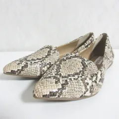 新品同様 STEVE MADDEN スティーブマデン パイソン型押し ポインテッドトゥ オペラシューズ フラット パンプス 6.5M 23.0cm相当 ベージュ レディース 古着 中古 USED