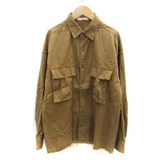 アストラット ASTRAET ミリタリーシャツ 長袖 カットオフ オーバーサイズ カーキ /SM8のサムネイル