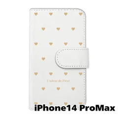 【新品未使用】 iPhone14 Pro Max 手帳型スマホ ケース ハート柄 (カバー色ホワイト×ベージュ柄) ドット シンプル おしゃれ カード収納 PUレザー flip2-ip14promax-wh-20079