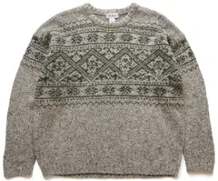 90s L.L.Bean 雪柄 ノルディック柄 ネップ入り ウール×レーヨンニット セーター グレー×ブラウン ミックス XL★オールド アウトドア