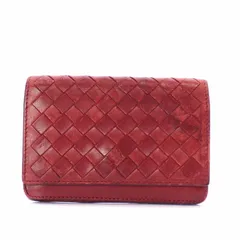 ボッテガヴェネタ BOTTEGA VENETA 二つ折り 名刺入れ カードケース イントレチャート ナッパレザー ラムスキン 赤 レッド 133945 V001U 6210 /AQ ■OHのサムネイル