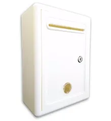 ホワイト 選べる6色 カラー 鍵 付き アンケートボックス ポスト 軽量 多目的 BOX 小窓付き (白)
