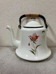 昭和レトロ 花柄 ホーローケトル