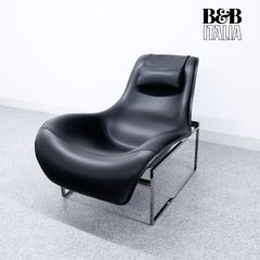 【展示品】B&B ITALIA ビーアンドビーイタリア MART マート ラウンジ チェア レザー ブラック アントニオ・チッテリオ 定価237万
