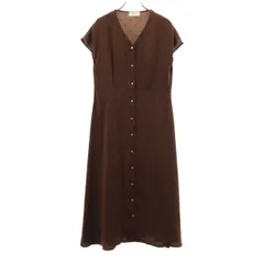 OPAQUE. CLIP オペークドットクリップ ドット柄 フレンチスリーブ ロングワンピース 38/M ブラウン 水玉 レディース 古着