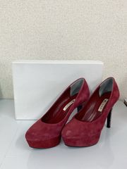 ％ DIANA ダイアナ　レッド　スウェード生地　ハイヒール　パンプス　23.5cm【ファッション】【2】