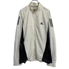 adidas ジャケット L ホワイト ブラック アディダス ジップアップ ワンポイント スポーティー アウター 古着卸 アメリカ仕入 a703-6269