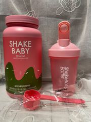 シェイクベビー プロテイン★抹茶味シェイカー(ピンク)・軽量スプーン付き★