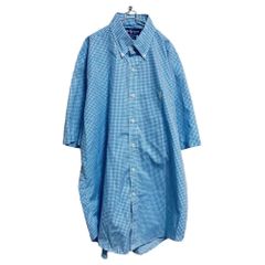 【入手困難】80’s - 90’s OLD Ralph Lauren BLAKE コットン100% ボタンダウン チェック 半袖シャツ ポニー 刺繍 ビッグシルエット レトロ ビンテージ【FU000026】