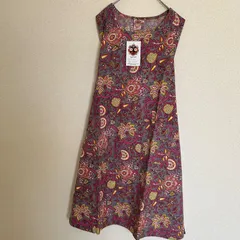 送料無料】新品未使用　ジャガンナート　エプロンドレス　ボタニカル　花柄　ロング　体型カバー　 ワンピース エプロン アジアン チュニック　インド綿100% エスニック　アジアン雑貨