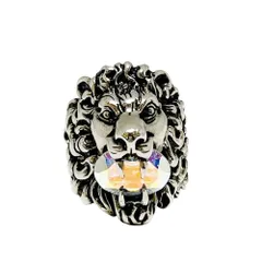GUCCI【グッチ】SV925 ライオンヘッド スワロフスキー クリスタルリング 23号
