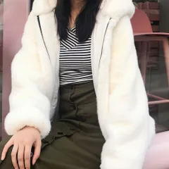 ☆ ホワイト ☆ Sサイズ ☆ ファーコート pmycoat13 ファーコート レディース 耳 コート ボリュームファーコート フェイクファー フード付き ジャケット 羽織 羽織り 厚め もこもこ ボリューム もふもふ 冬 アウター かわいい おしゃれ