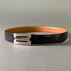 a17① BVLGARI ブルガリ リバーシブル レザーベルト ブラック ブラウン Leather シルバー金具 ビジネス フォーマル オフィスのサムネイル