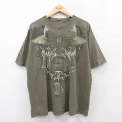 XL/古着 半袖 ビンテージ Tシャツ メンズ 00s 犬 大きいサイズ クルーネック 濃緑 グリーン 25jun04 中古