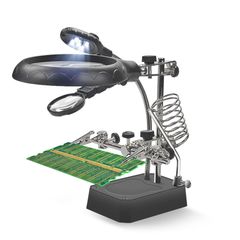 yiteng スタンドルーペ LEDライト付き 拡大鏡 半田スタンド 2.5倍/7.5倍/10倍 クリップ付き レンズ はんだルーペ 精密作業用 拡大鏡ブラケットフィクスチャとワニ口クリップ 溶接時計修理検出回路修理 ワークショップ 趣味