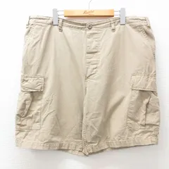 W39/古着 ショート ミリタリー カーゴ パンツ ショーツ メンズ リップストップ 大きいサイズ コットン ベージュ カーキ 25jun03 中古 ボト