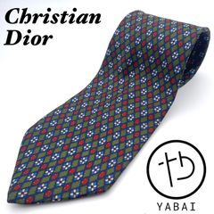 Christian Dior クリスチャンディオール　ネクタイ　総柄　緑　グリーン　シルク100%