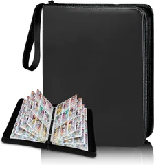 YoKiStar カードファイル 9ポケット トレカ ファイル 大容量 900枚収納可能 防水PU素材 カード収納 カードバインダー 透明シート 両面利用 50ページ 各種カードを集める スターカード コレクションファイル (ブラック, 9