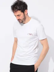 エンポリオアルマーニ EMPORIO ARMANI 胸ロゴ クルーネック 半袖 Tシャツ EAU1849AF10778 ホワイト×レッド