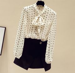 【匿名配送対応】ブラウス シャツ フレンチ ドット柄シャツ トップス 洋服 M