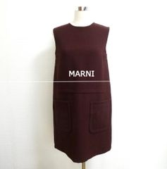 希少 美品 MARNI ウール Vネック デザイン ノースリーブ ワンピース
